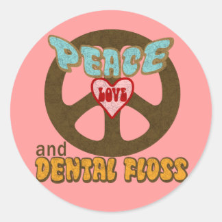 Peace Kärlek Dental Floss Runt Klistermärke