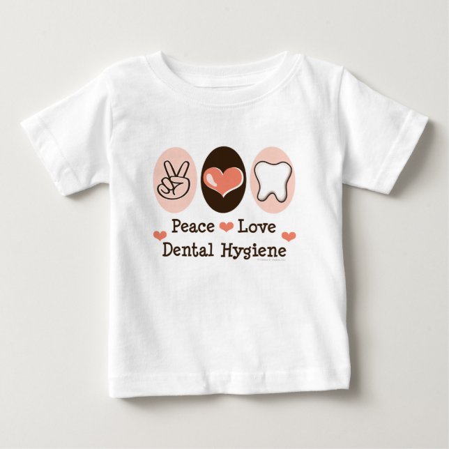 Peace Kärlek Dental Hygiene Baby Bodykostym Tee Shirt (Framsida)