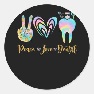 Peace Kärlek Dental Tie Dye Heart Teeth Cute Dent Runt Klistermärke