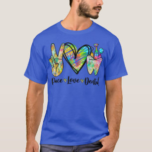 Peace Kärlek Dental Tie Dye Heart Teeth Cute Denti T Shirt