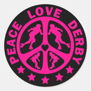 Peace Kärlek Derby Runt Klistermärke