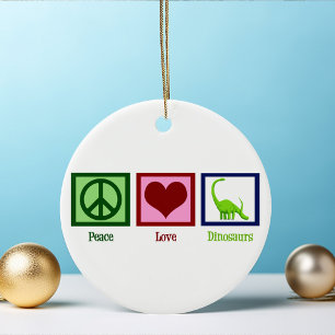 Peace Kärlek Dinosaurs Julgransprydnad Keramik