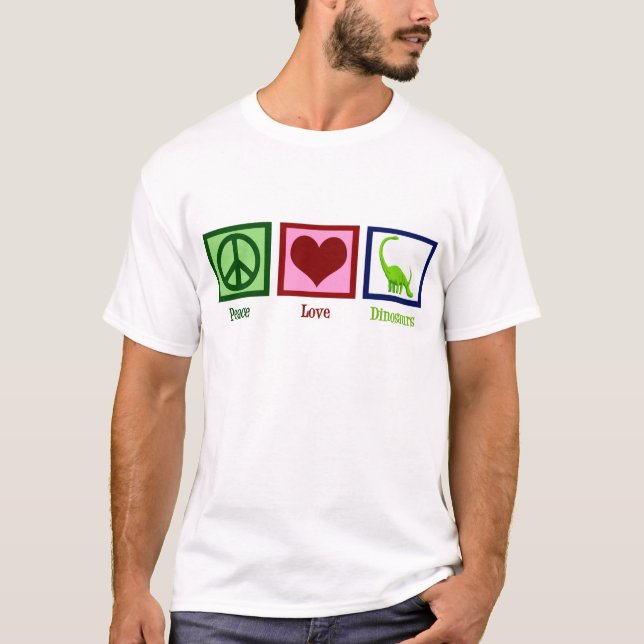 Peace Kärlek Dinosaurs T-shirt (Framsida)