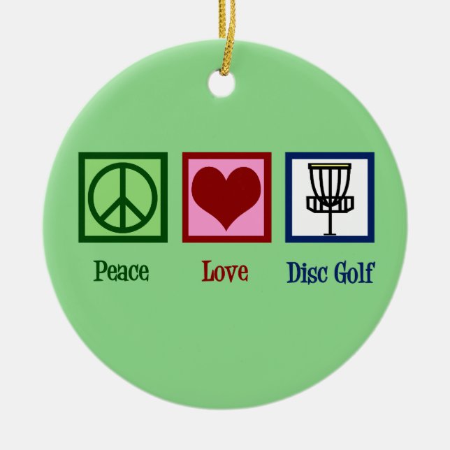 Peace Kärlek Disk Golf Julgransprydnad Keramik (Framsidan)