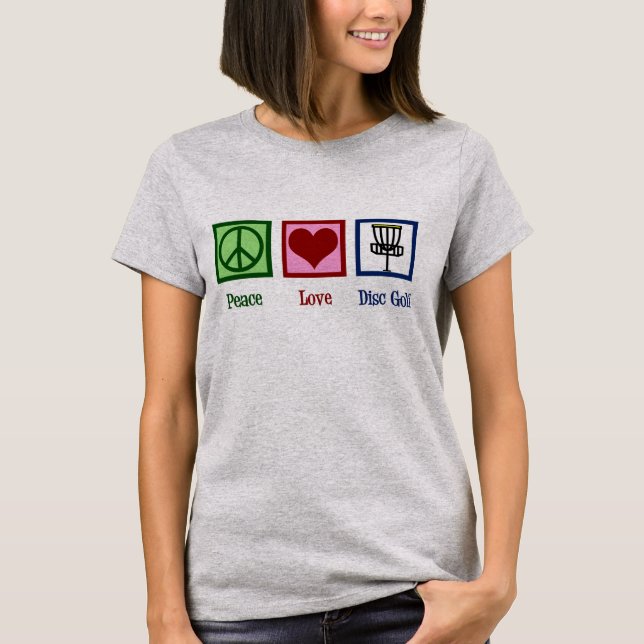 Peace Kärlek Disk Golf Tee Shirt (Framsida)