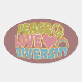 PEACE KÄRLEK DIVERSITET-klistermärken Ovalt Klistermärke