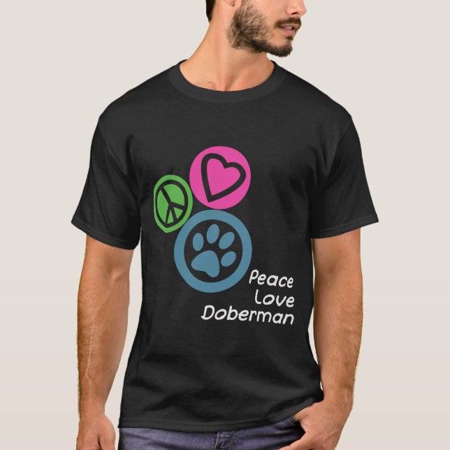 PEACE KÄRLEK DOBERMAN TEE SHIRT (Framsida)
