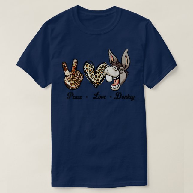 Peace Kärlek Donkey Grått Donkey Farmer T Shirt (Design framsida)