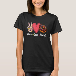 Peace Kärlek Donuts Doughnut Manar Women Boys Girl T Shirt