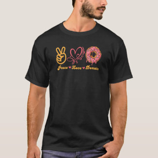 Peace Kärlek Donuts Sprinkle I Kärlek Snacks Dough T Shirt