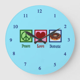 Peace Kärlek Donuts Stor Klocka