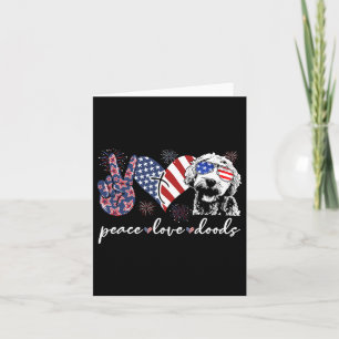 Peace Kärlek Doods Goldendoodle USA flagga Doodle  Kort