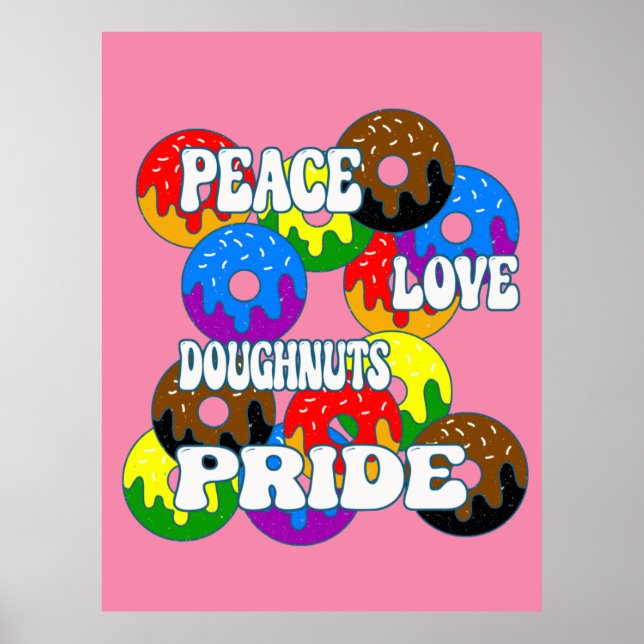 Peace Kärlek Doughnut-Pridet Poster (Framsidan)
