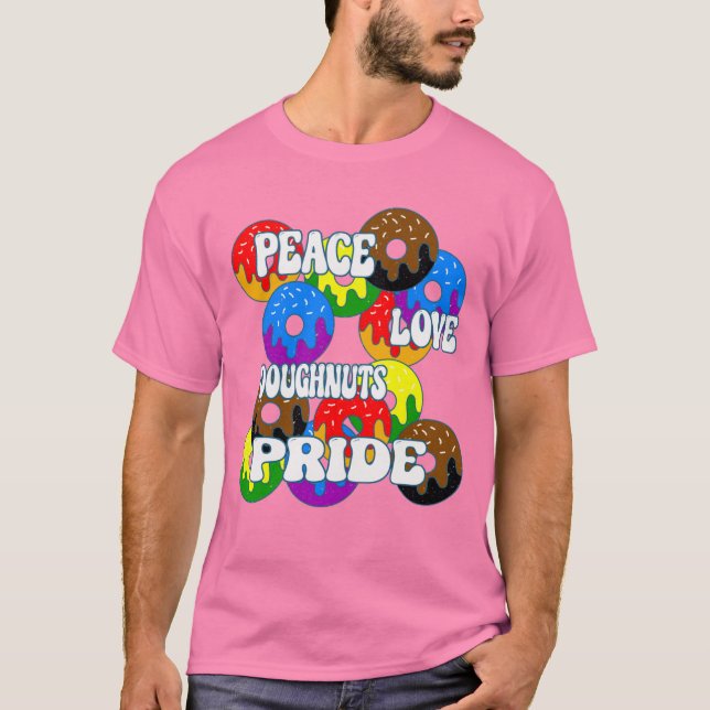 Peace Kärlek Doughnut-Pridet T Shirt (Framsida)