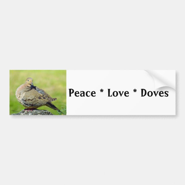 Peace Kärlek Doves Birds Bumper Sticker Bildekal (Framsidan)