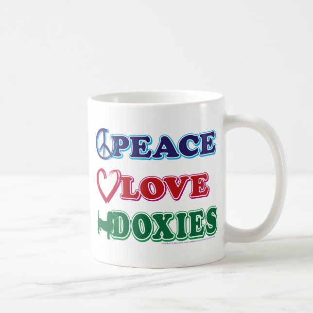 Peace-Kärlek-Doxies-Dachsund Kaffemugg (Höger)
