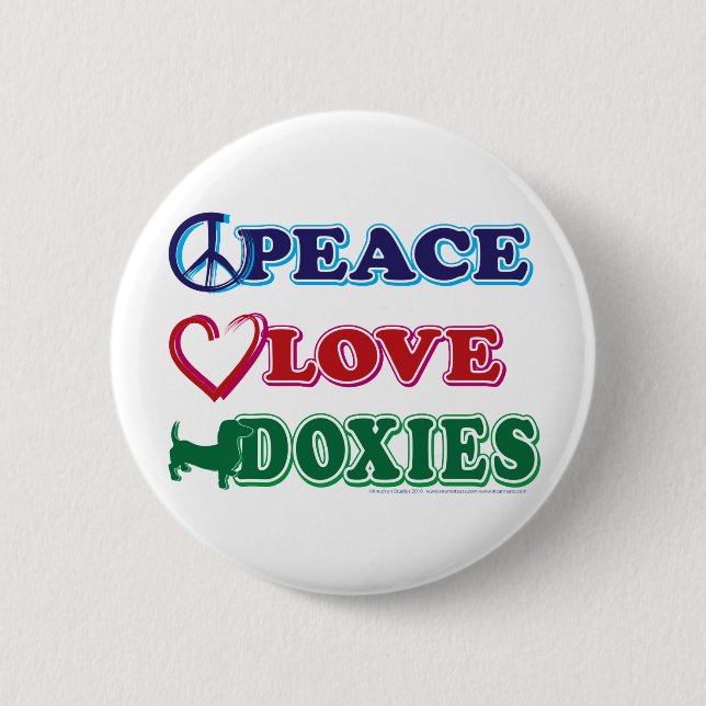 Peace-Kärlek-Doxies-Dachsund Knapp (Framsida)