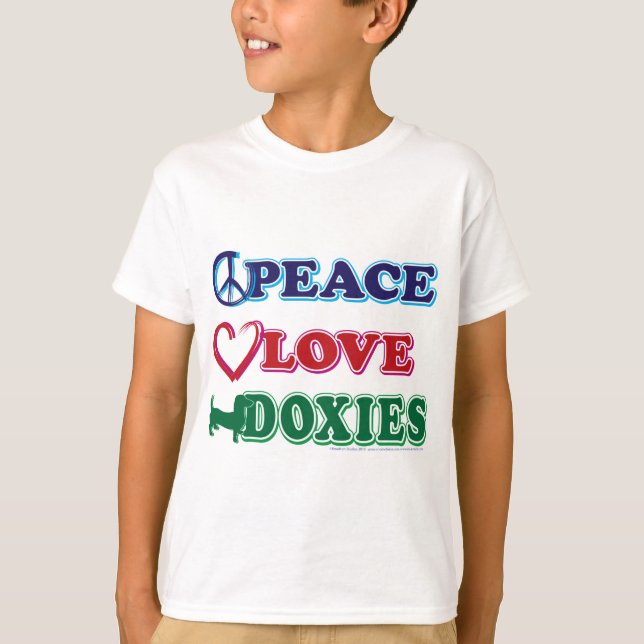 Peace-Kärlek-Doxies-Dachsund Tee (Framsida)