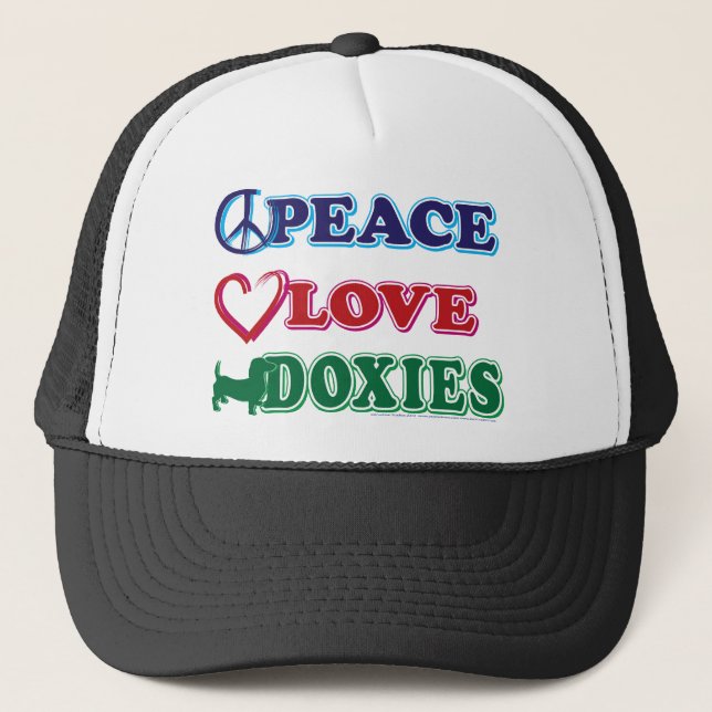 Peace-Kärlek-Doxies-Dachsund Truckerkeps (Framsida)