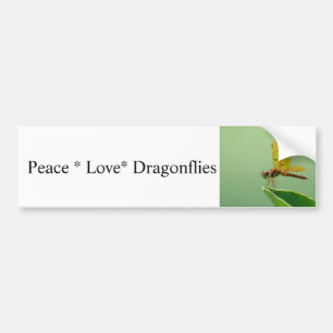 Peace Kärlek Dragonflies Bumper Sticker Bildekal