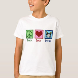 Peace Kärlek Drums Cute Kids Drummer T Shirt