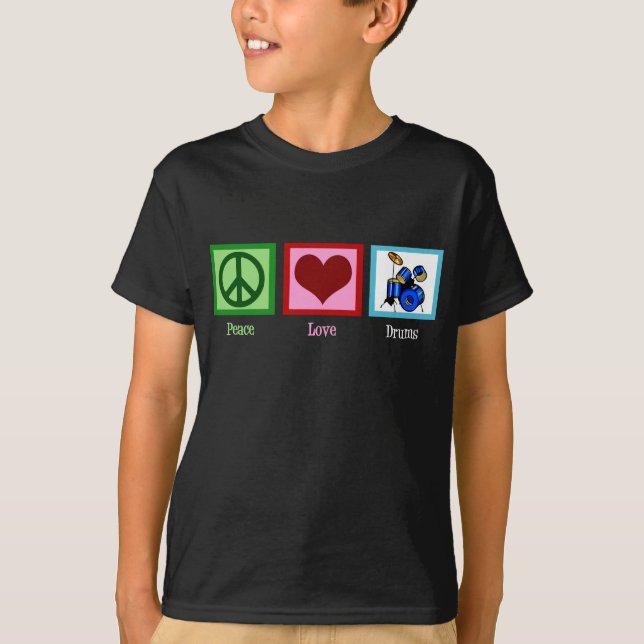 Peace Kärlek Drums Kids Tee (Framsida)