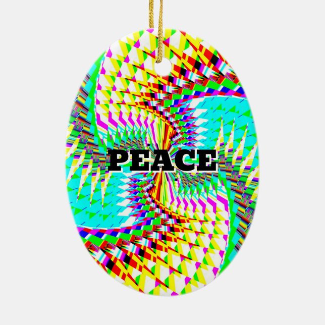 Peace Kärlek (du kan ändra ord) Julgransprydnad Keramik (Baksidan)