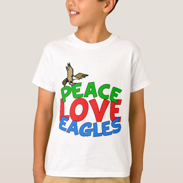Peace Kärlek Eagles Coola Örn Kids Tee Shirt (Framsida)