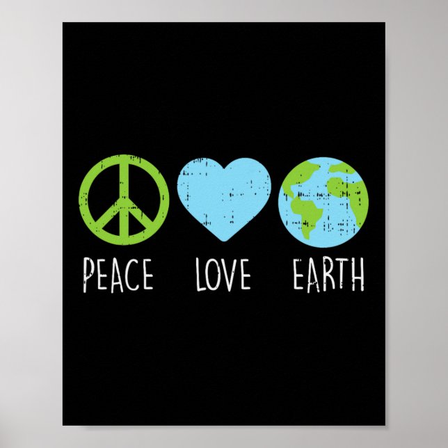 Peace Kärlek Earth Coola Hippie Hippy Environmenta Poster (Framsidan)