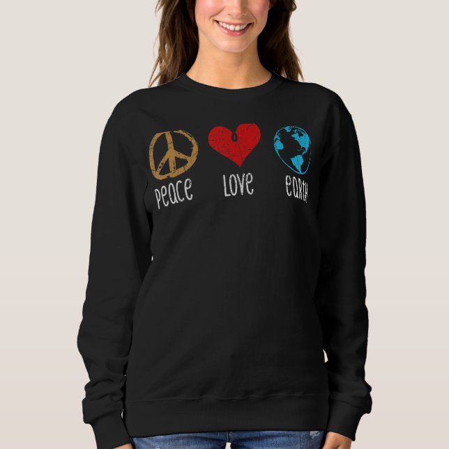 Peace Kärlek Earth Coola Hippie Hippy Environmenta T Shirt (Framsida)