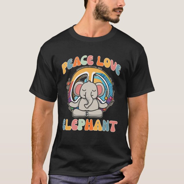 Peace Kärlek Elephant Boar Hippie Yoga Meditation  T Shirt (Framsida)