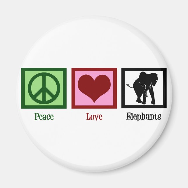 Peace Kärlek Elephants Magnet (Framsidan)