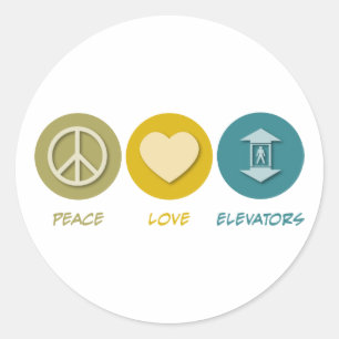Peace Kärlek Elevators Runt Klistermärke