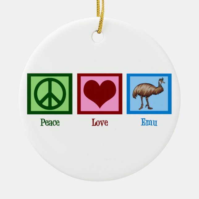 Peace Kärlek Emu Julgransprydnad Keramik (Framsidan)