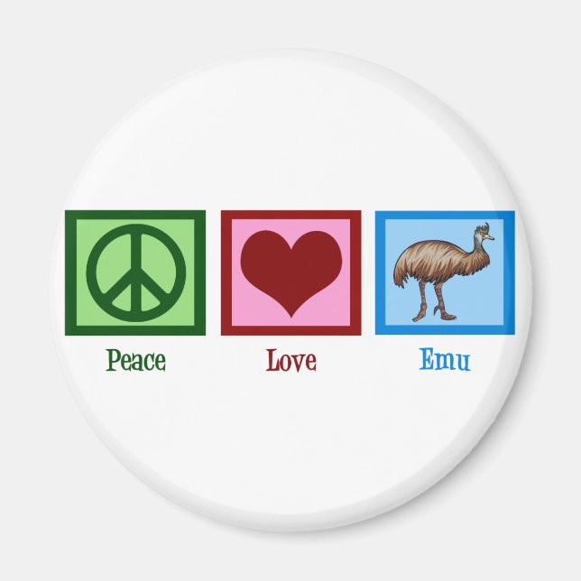 Peace Kärlek Emu Magnet (Framsidan)