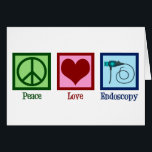 Peace Kärlek-endoskopi-kort Hälsningskort<br><div class="desc">Peace Kärlek Endoscopy. Ett sött kort med fredstecken,  hjärta och endoskop som används i medicinska förfaranden för att täcka en patient.</div>