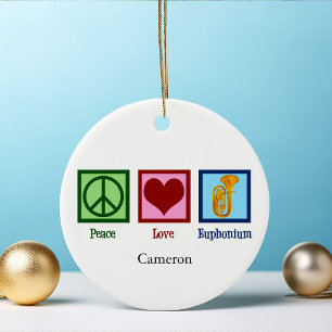 Peace Kärlek Euphonium Cute Anpassningsbar jul Julgransprydnad Keramik