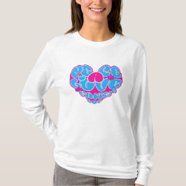 Peace Kärlek Faith Joy Aqua Rosa Heart Retro T Shirt