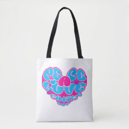 Peace Kärlek Faith Joy Aqua Rosa Heart Retro Tote Tygkasse