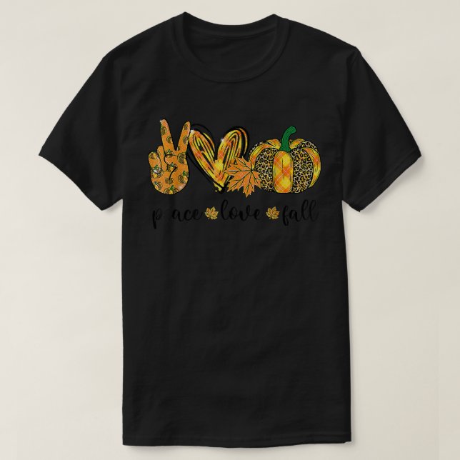 Peace Kärlek Fall Leopard Pstickkin Höst tack T Shirt (Design framsida)