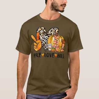Peace Kärlek Fall Leopard Pumpkin Autumn Lycklig T Shirt