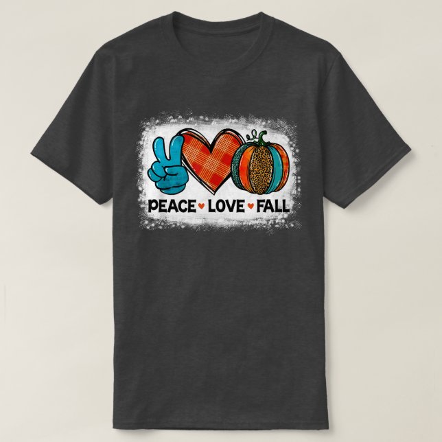 Peace Kärlek Fall Leopard Pumpkin Halloween Vibes  T Shirt (Design framsida)
