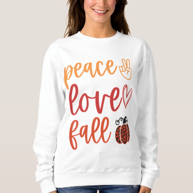 Peace Kärlek Fall med Leopard Pumpkin T Shirt (Framsida)