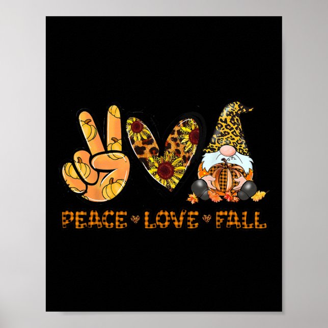 Peace Kärlek Fall Roligt Gnome Autumn Älskare Pump Poster (Framsidan)