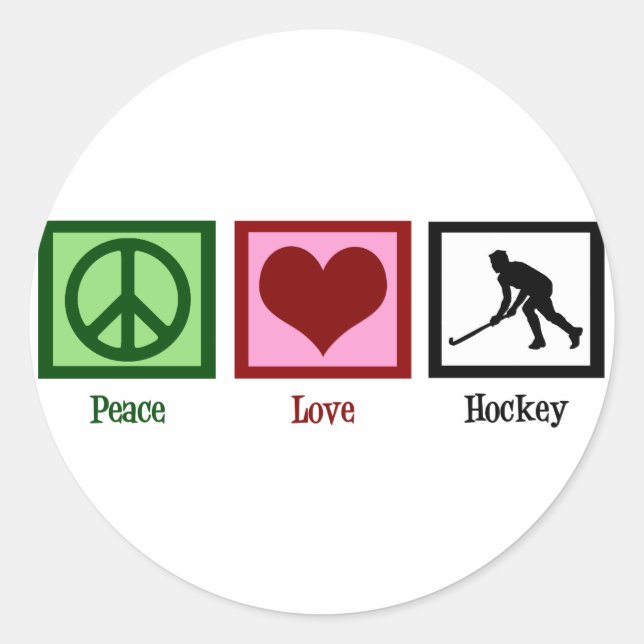 Peace Kärlek Fält Hockey Runt Klistermärke (Framsida)