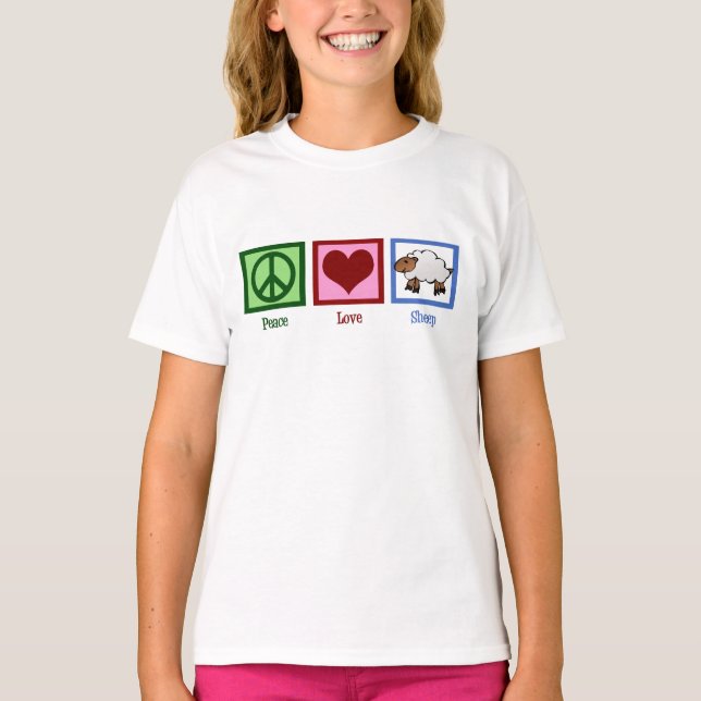 Peace Kärlek får Cute Kids T-shirt (Framsida)