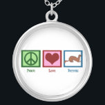 Peace Kärlek Ferrets Silverpläterat Halsband<br><div class="desc">Den här coolans ferreägargåva har ett sött fredstecken,  hjärt- och husdjurshiller. Peace Kärlek Ferrets gåva.</div>