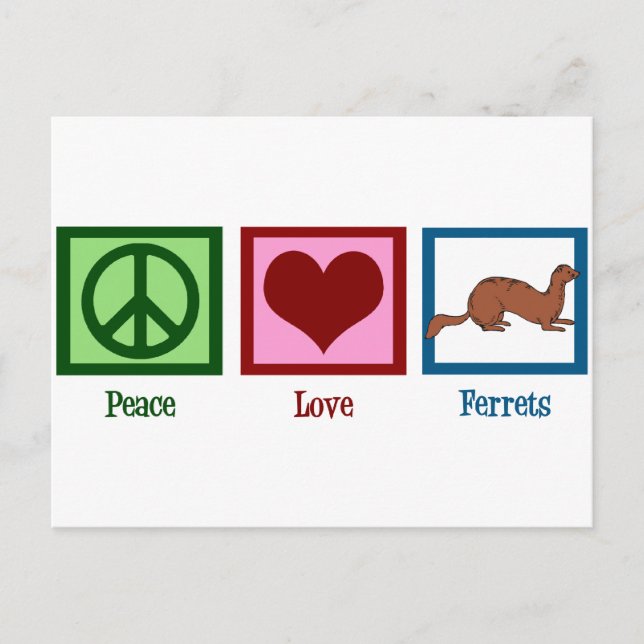 Peace Kärlek Ferrets Vykort (Framsida)