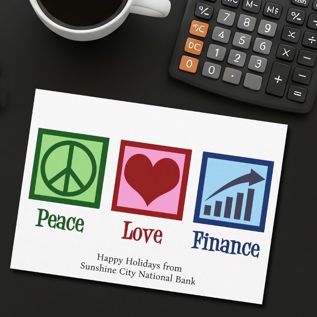 Peace Kärlek Finance Anpassade Bank jul Julkort (Skapare uppladdad)