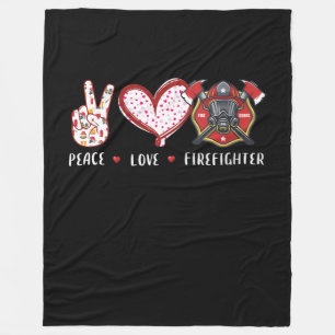 Peace Kärlek Firefighter Älskare   Brandmansgåvor Fleecefilt